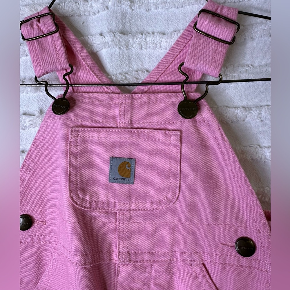 Carhartt Infant Canvas Pink Overalls 12M NEW - Picture 2 of 8